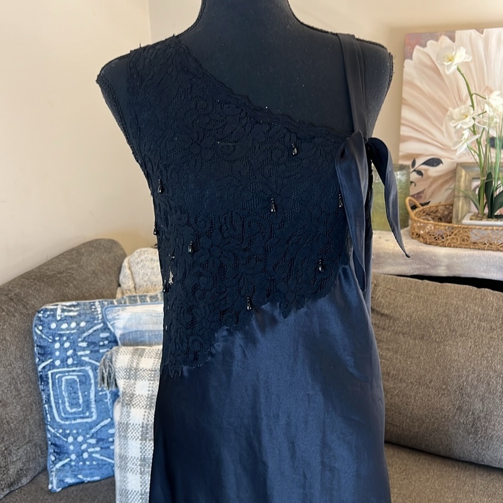 Vintage Victorias secret gold label slip midi black dress Size L
